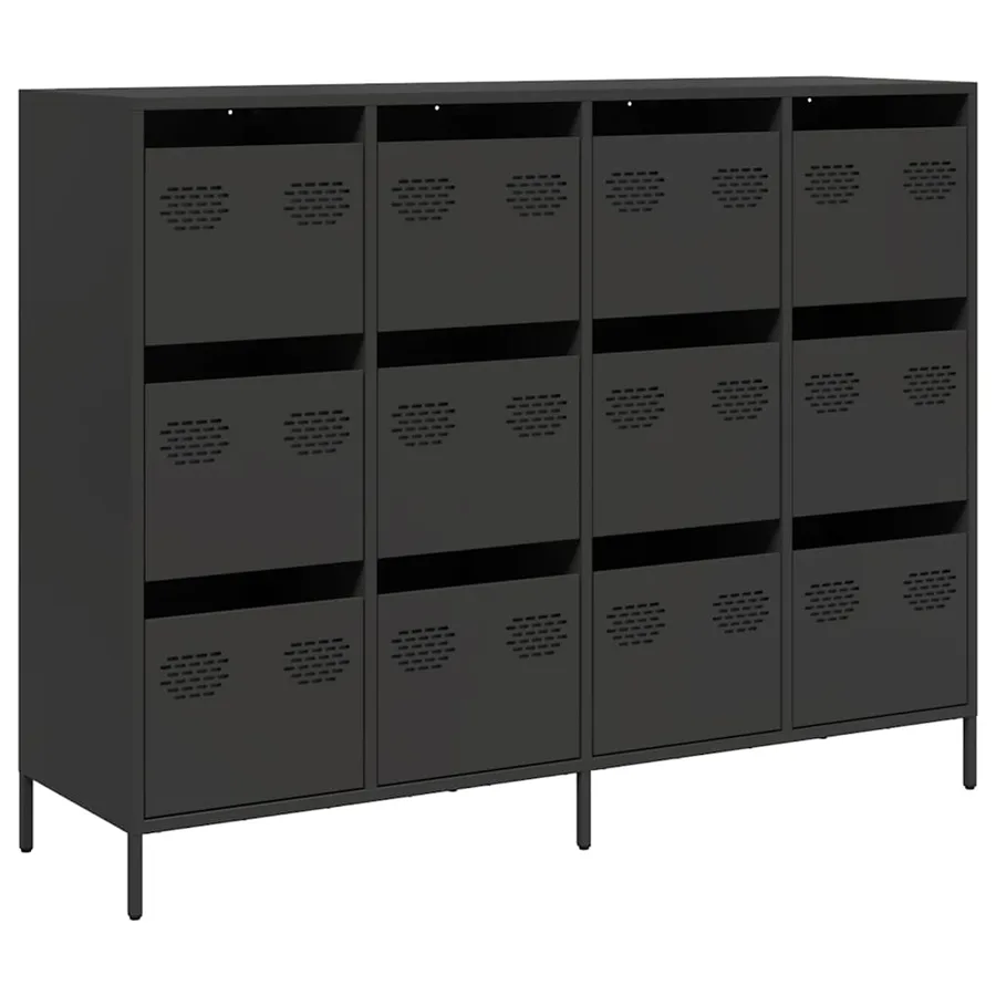 Buffet noir 135x39x103,5 cm acier laminé à froid - 2