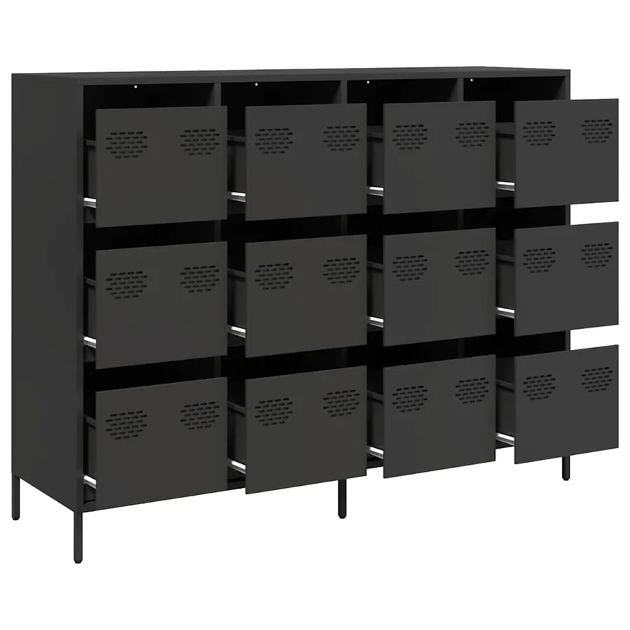Buffet noir 135x39x103,5 cm acier laminé à froid - 4