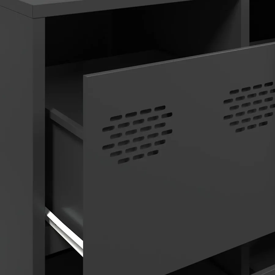 Buffet noir 135x39x103,5 cm acier laminé à froid - 9