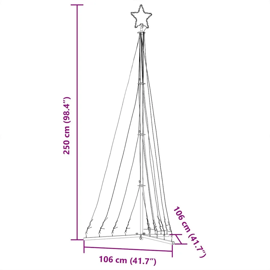 Sapin de Noël à LED 447 LED blanc chaud 250 cm - 11