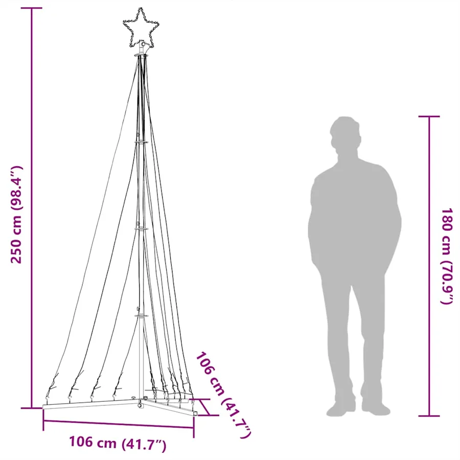 Sapin de Noël à LED 447 LED blanc chaud 250 cm - 12