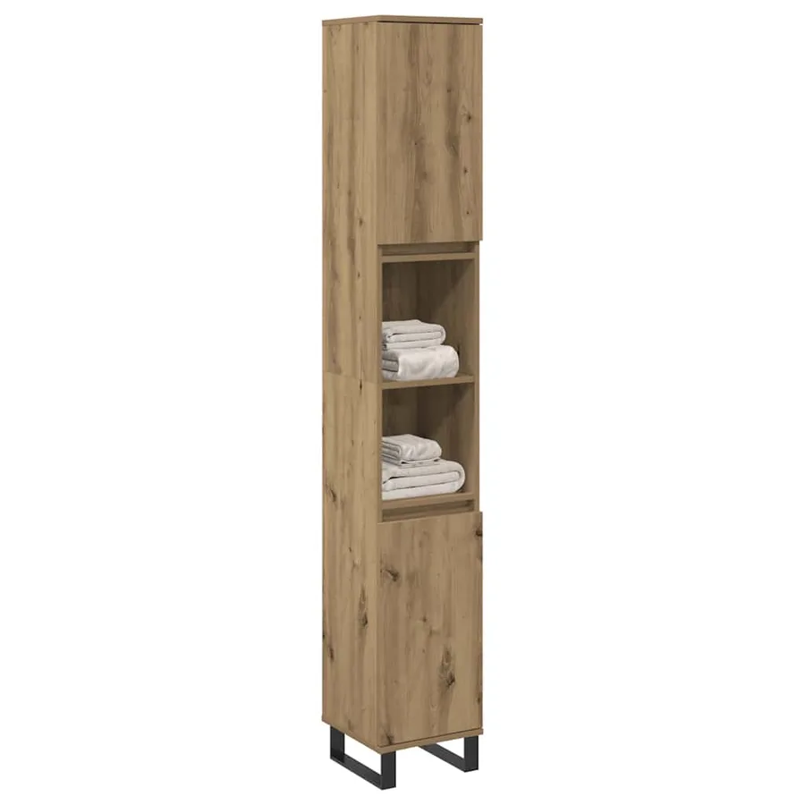 Armoire de salle de bain chêne artisanal 30x30x100 cm - 3