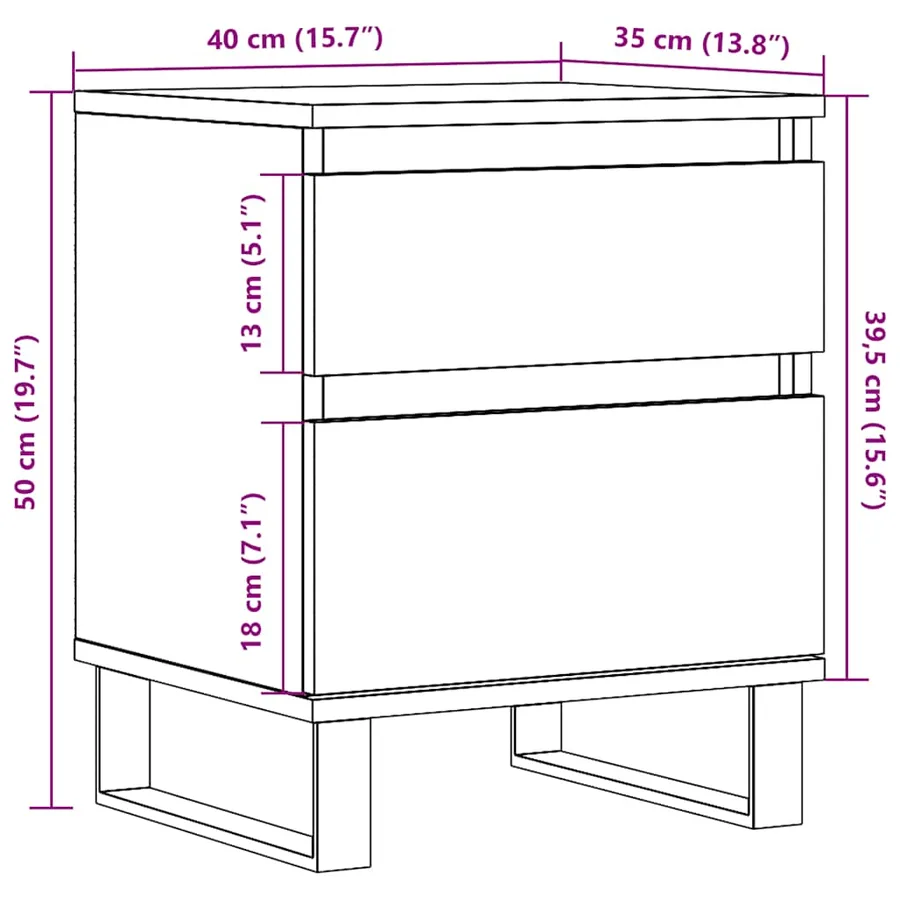Tables de chevet 2 pcs chêne artisanal 40x35x50 cm - 13
