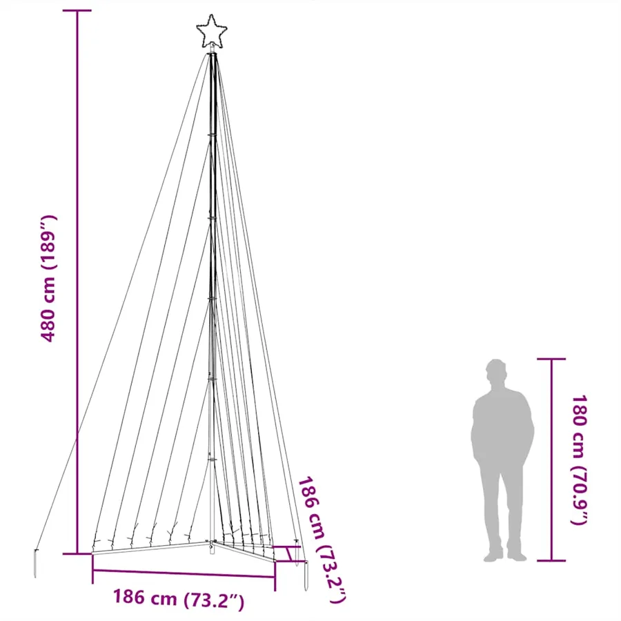 Sapin de Noël à LED 789 LED blanc froid 476 cm - 12