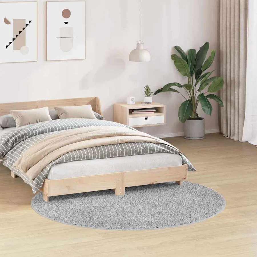 Tapis Shaggy Anti-dérapant Gris 160 x 160 cm PP - 3