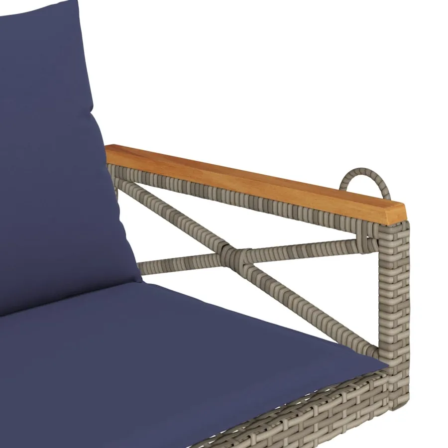 Balancelle avec coussins gris 109x62x40 cm résine tressée - 7