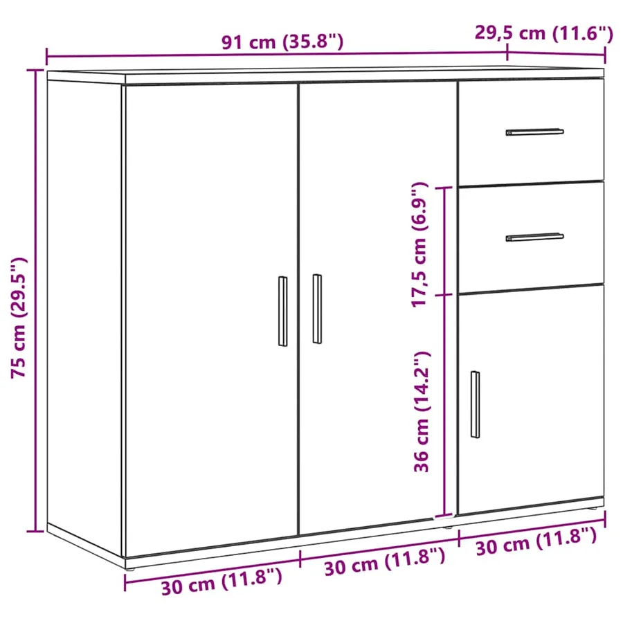 Buffet Chêne artisanal 91 x 29,5 x 75 cm Bois d'ingénierie - 10