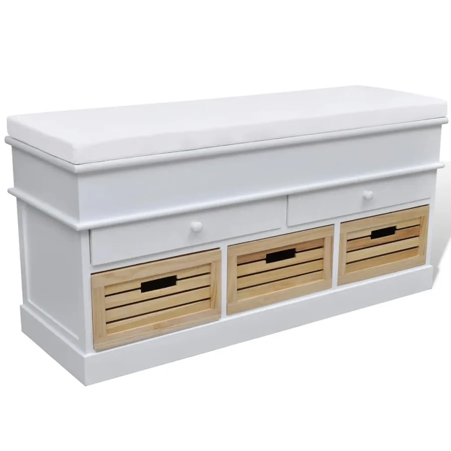 Banc d'entrée et de rangement avec coussin 2 tiroirs Blanc - 2