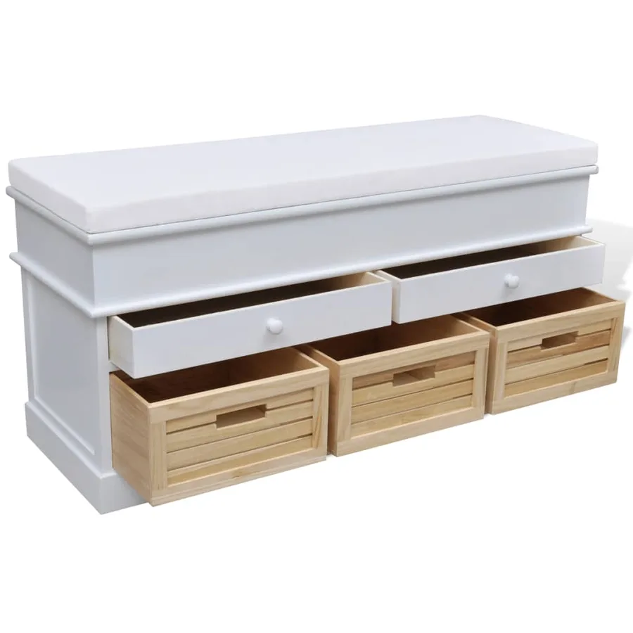 Banc d'entrée et de rangement avec coussin 2 tiroirs Blanc - 3