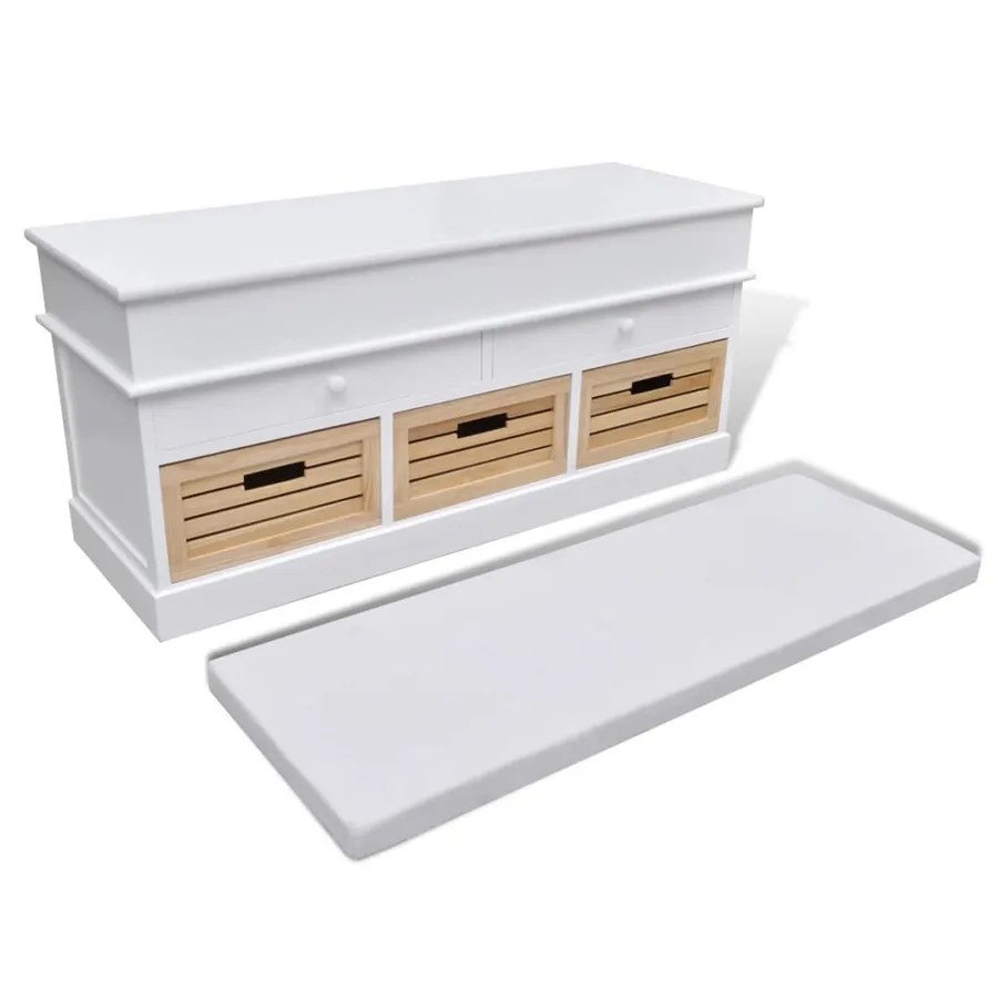 Banc d'entrée et de rangement avec coussin 2 tiroirs Blanc - 4