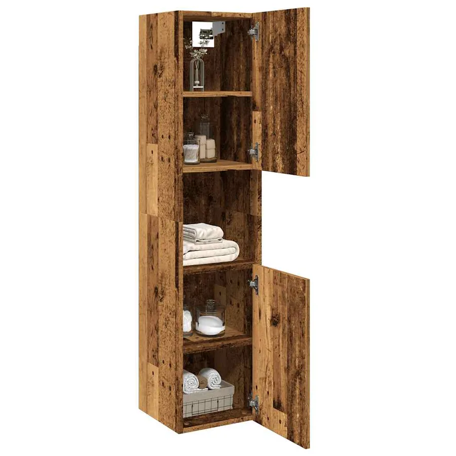 Armoire de salle de bain suspendue vieux bois bois d'ingénierie - 3