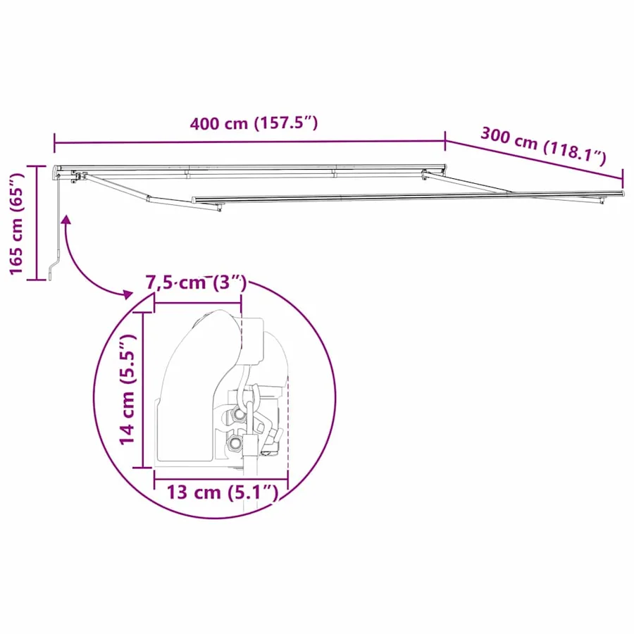Auvent rétractable Multicolore 400 × 300 cm - 12