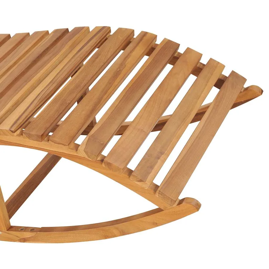 Chaise longue à bascule avec coussin Bois de teck solide - 7