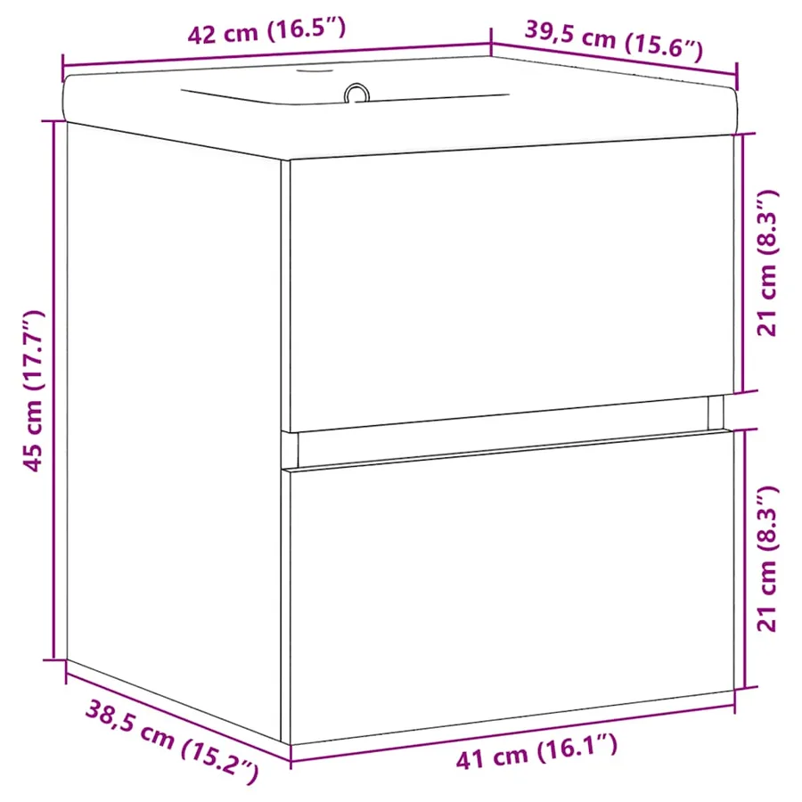 Ensemble de meubles de salle de bain 2 pcs gris béton - 11