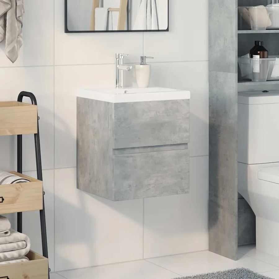 Ensemble de meubles de salle de bain 2 pcs gris béton - 3