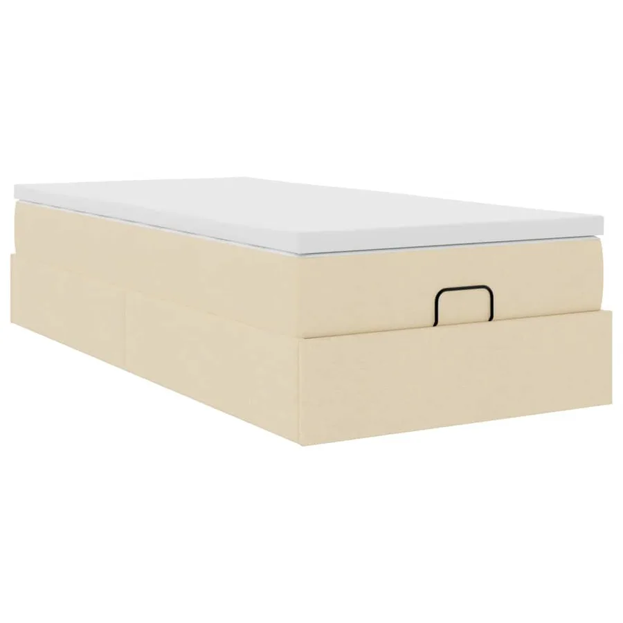 Cadre de lit ottoman avec matelas crème 90x200 cm tissu - 6