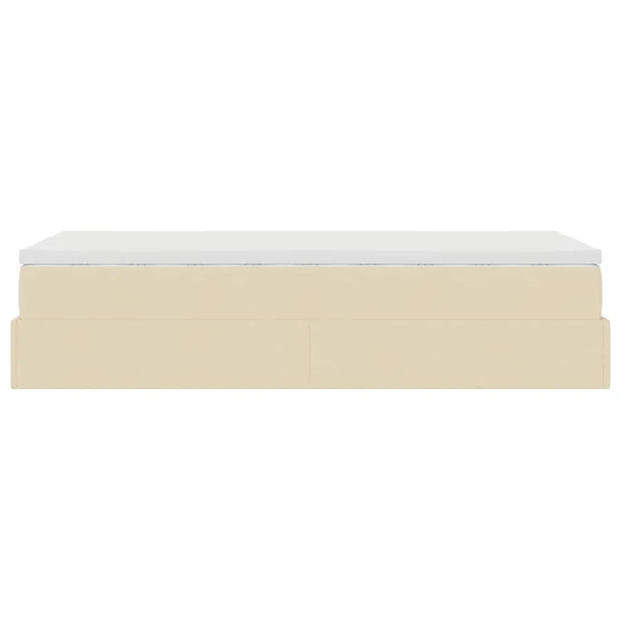 Cadre de lit ottoman avec matelas crème 90x200 cm tissu - 9
