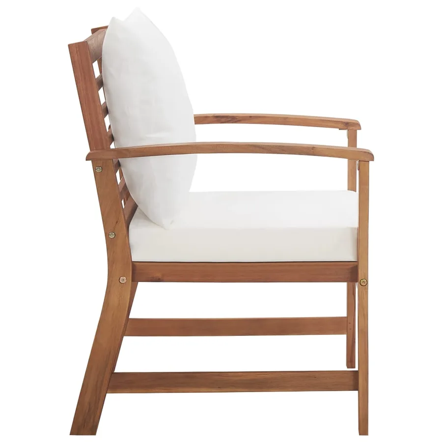 Salon de jardin avec coussins 4 pcs Bois d'acacia solide - 11