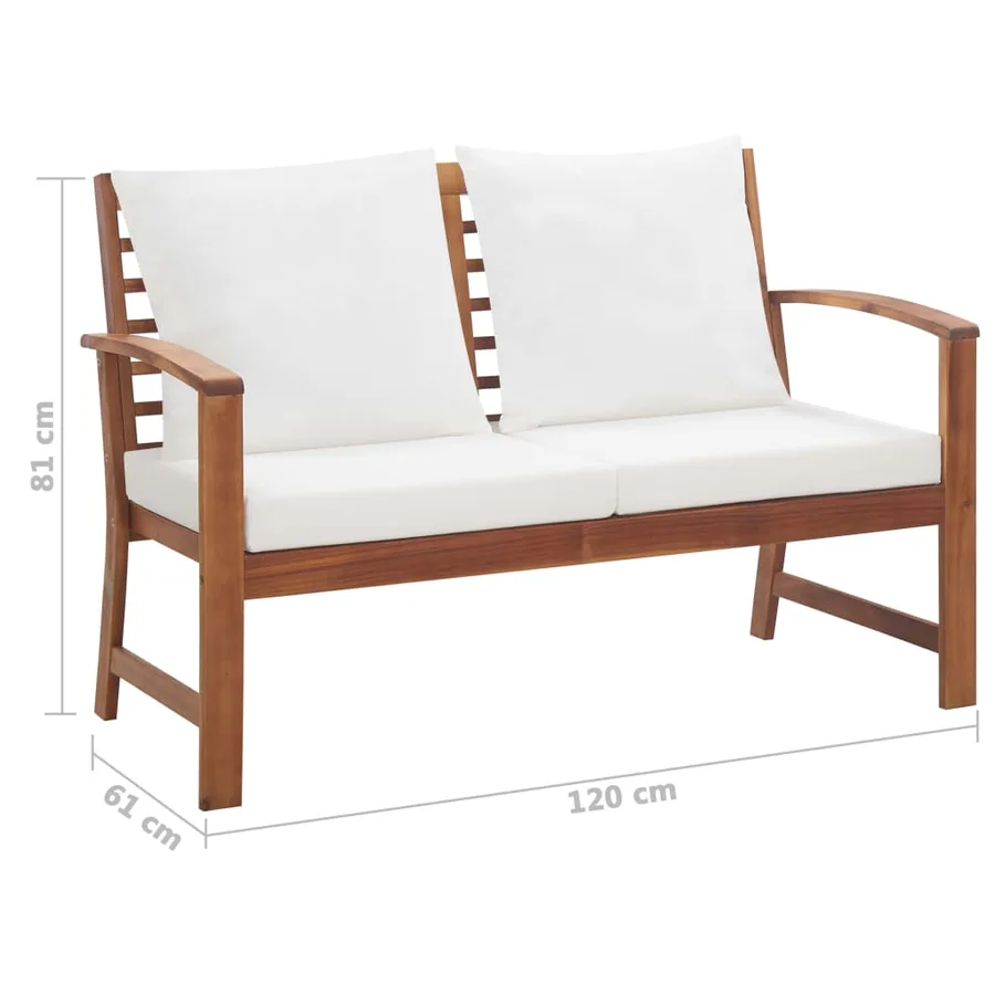 Salon de jardin avec coussins 4 pcs Bois d'acacia solide - 15