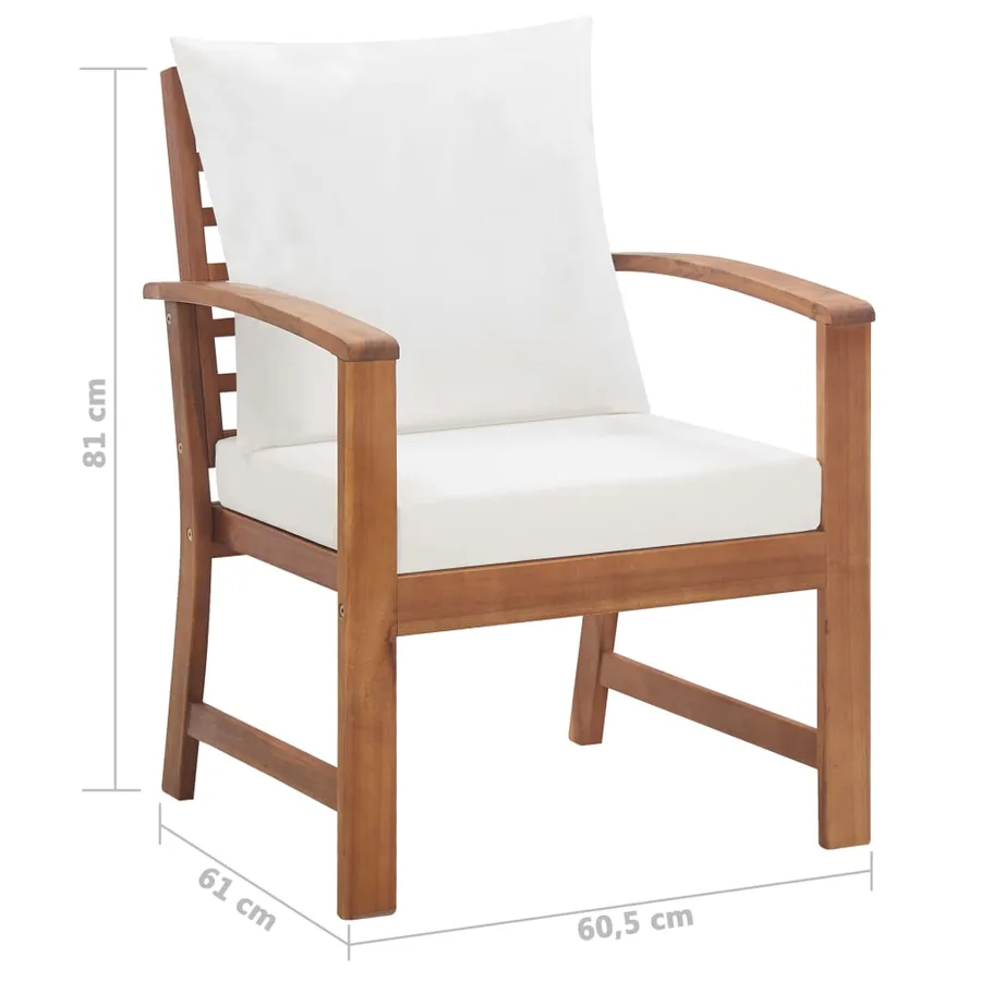 Salon de jardin avec coussins 4 pcs Bois d'acacia solide - 16