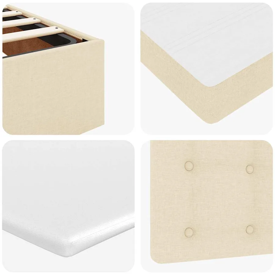 Lit ottoman avec matelas crème 90x200 cm tissu - 13