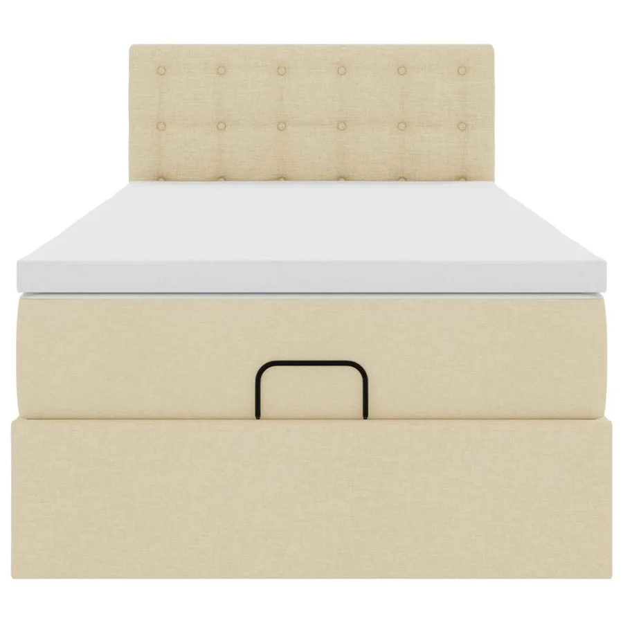 Lit ottoman avec matelas crème 90x200 cm tissu - 7