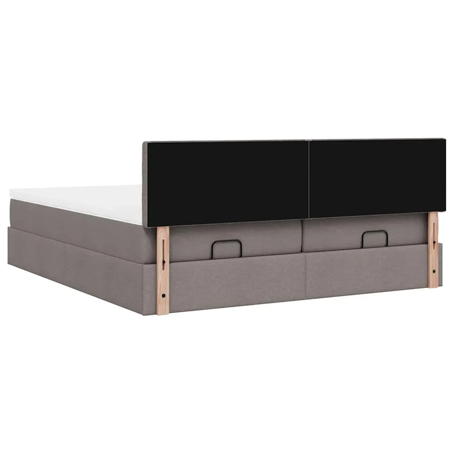Cadre de lit ottoman avec matelas taupe 180x200 cm tissu - 11