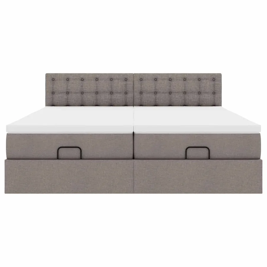 Cadre de lit ottoman avec matelas taupe 180x200 cm tissu - 7