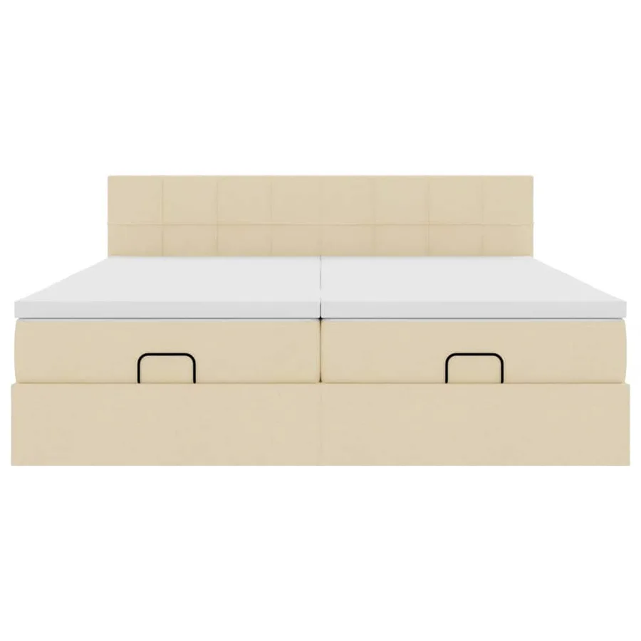 Cadre de lit ottoman avec matelas crème 180x200 cm tissu - 7