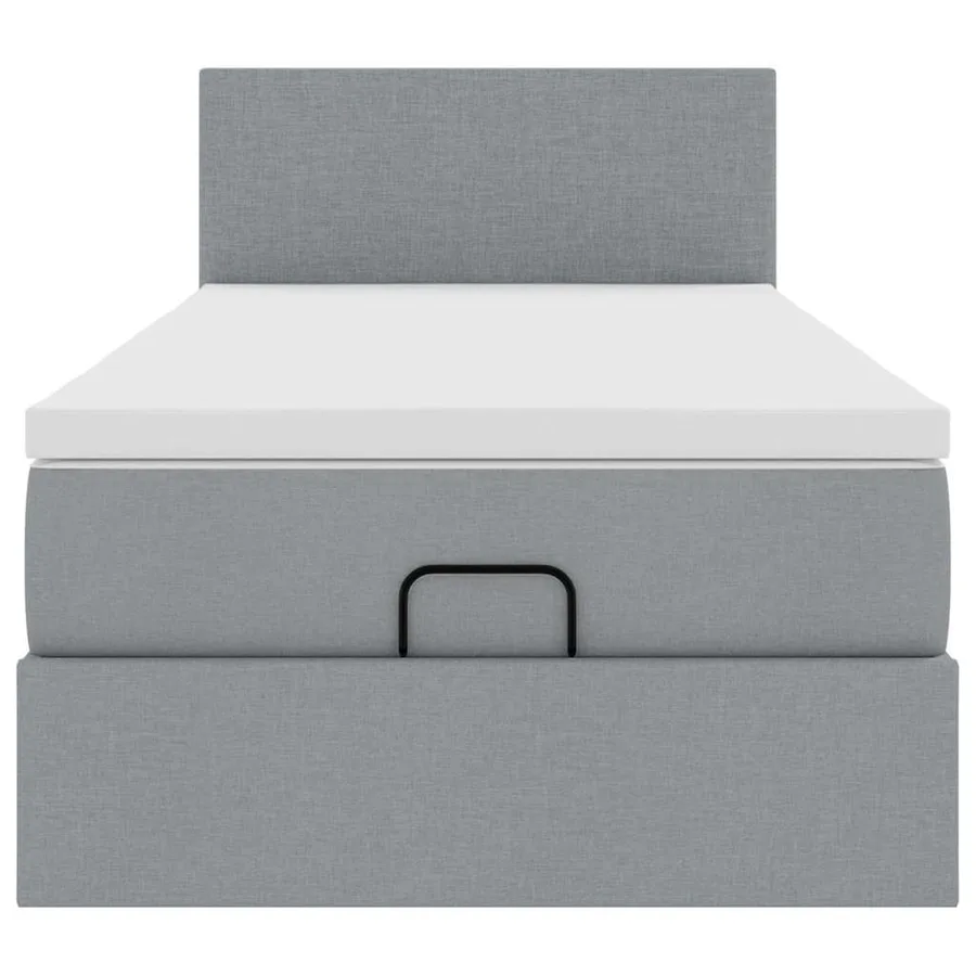 Lit ottoman avec matelas gris clair 100x200 cm tissu - 8