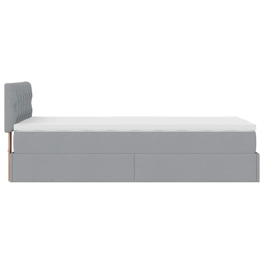 Lit ottoman avec matelas gris clair 100x200 cm tissu - 11