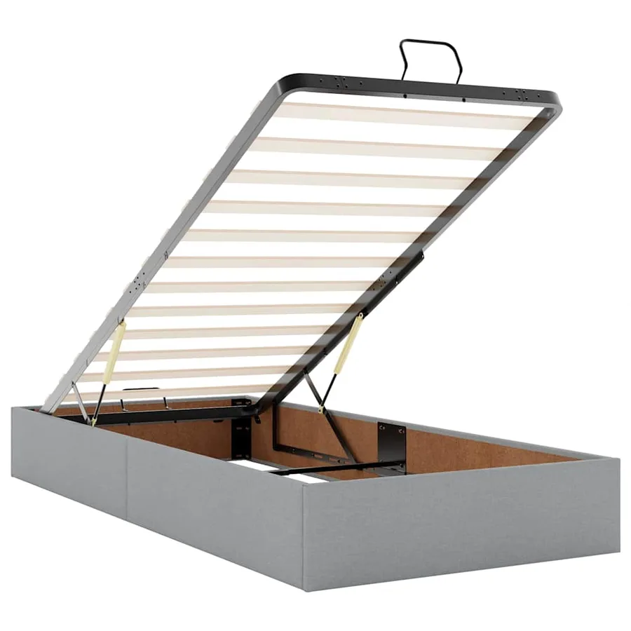 Lit ottoman avec matelas gris clair 100x200 cm tissu - 13