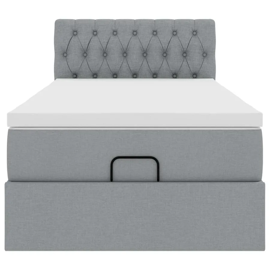 Lit ottoman avec matelas gris clair 100x200 cm tissu - 8