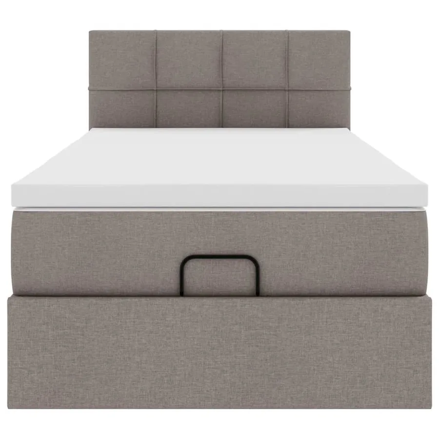 Lit ottoman avec matelas et LED taupe 90x200 cm tissu - 8