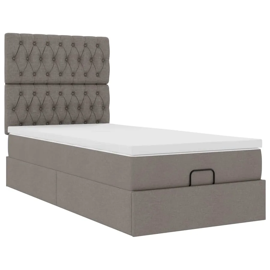 Lit ottoman avec matelas taupe 90x200 cm tissu - 6