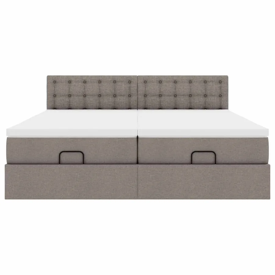 Cadre de lit ottoman avec matelas taupe 180x200 cm tissu - 8
