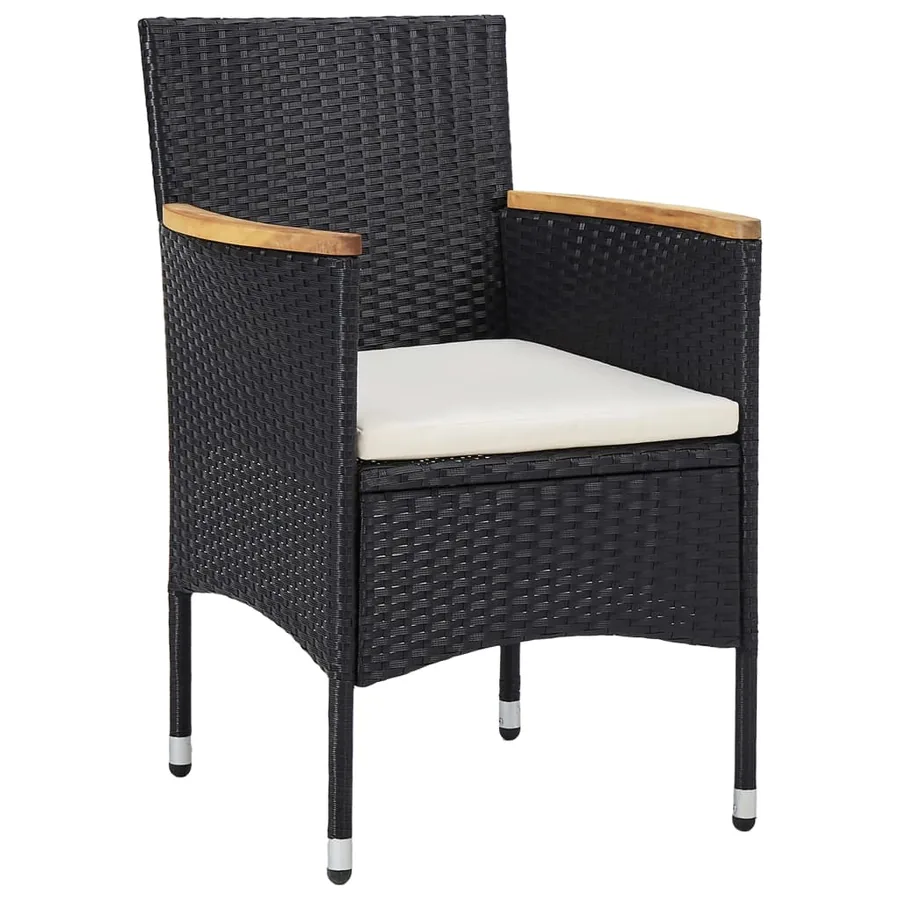 Chaises à manger de jardin lot de 2 Résine tressée Noir - 2