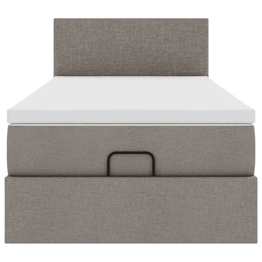 Lit ottoman avec matelas et LED taupe 90x200 cm tissu - 8