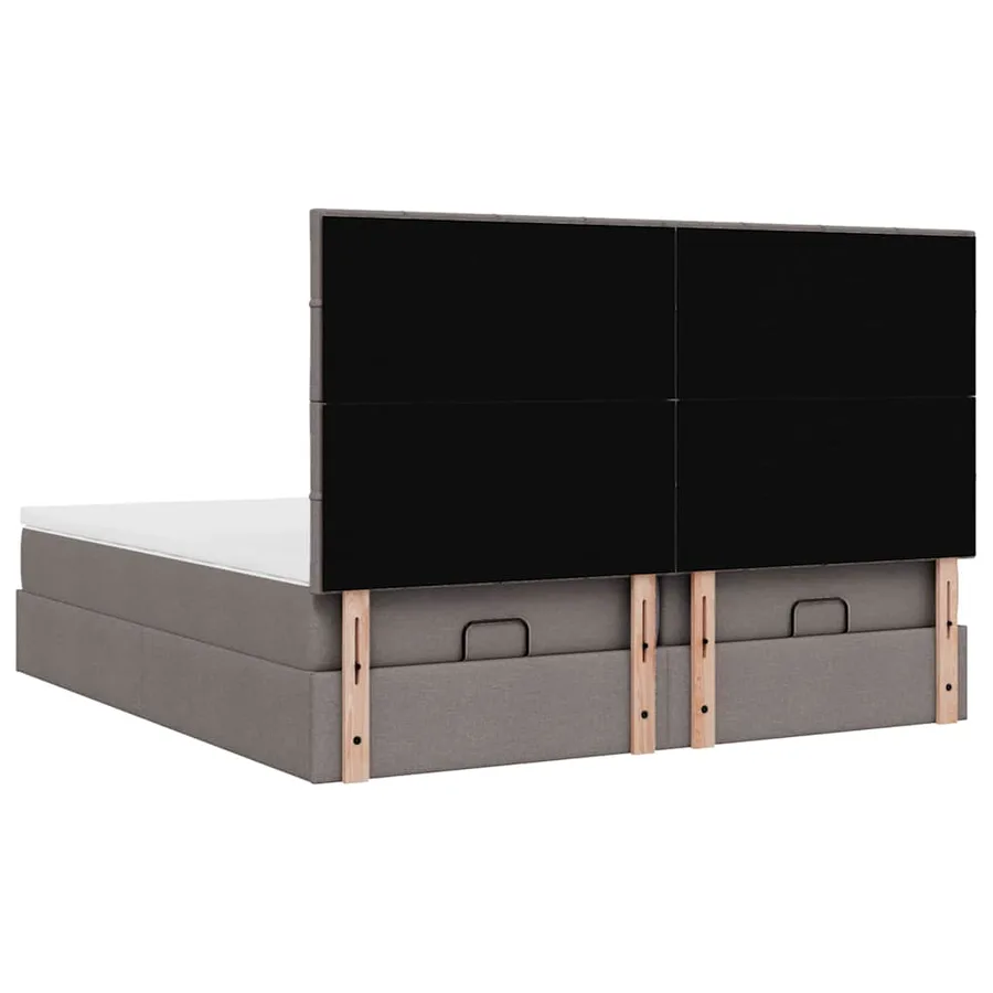 Cadre de lit ottoman avec matelas taupe 180x200 cm tissu - 10