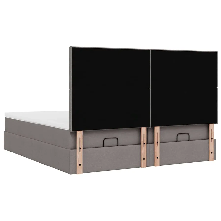 Cadre de lit ottoman avec matelas taupe 180x200 cm tissu - 10