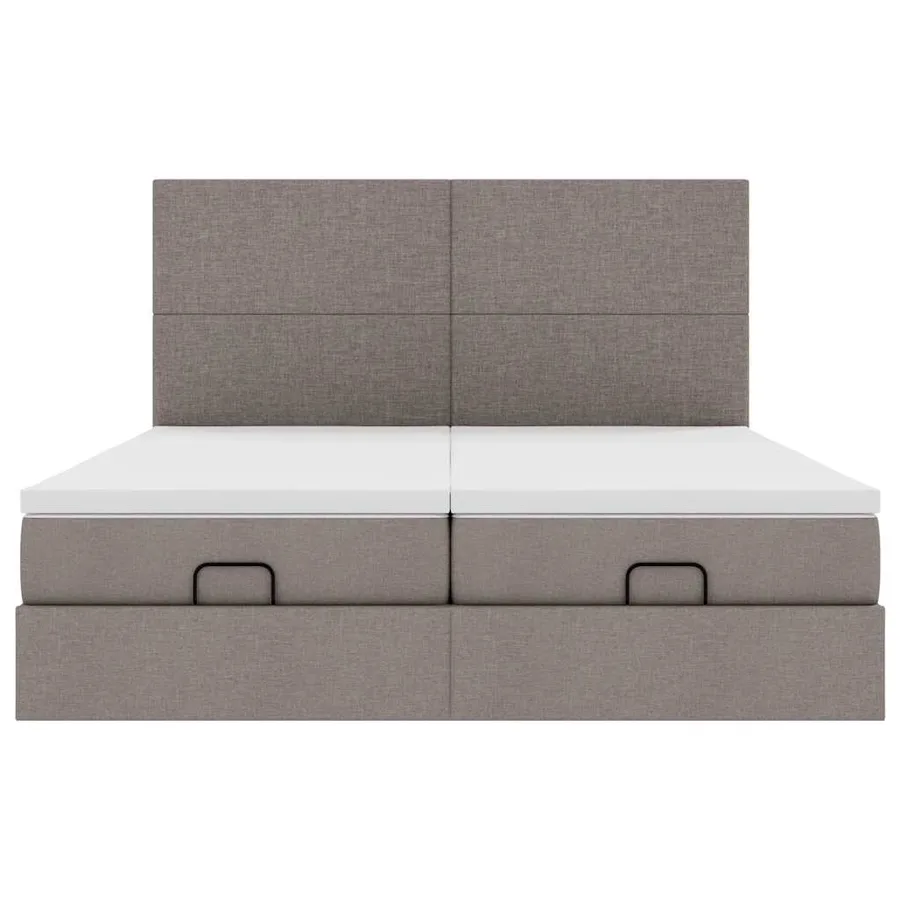 Cadre de lit ottoman avec matelas taupe 180x200 cm tissu - 8