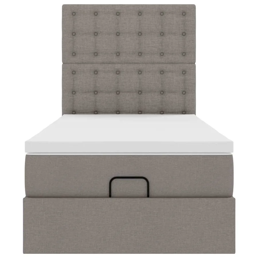 Lit ottoman avec matelas et LED taupe 90x200 cm tissu - 8