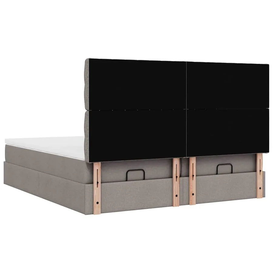 Cadre de lit ottoman avec matelas taupe 180x200 cm tissu - 10