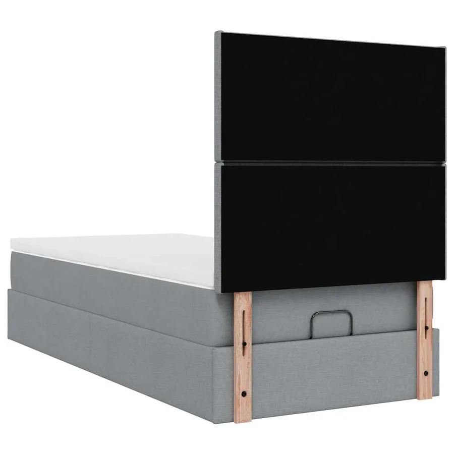 Lit ottoman avec matelas gris clair 100x200 cm tissu - 11