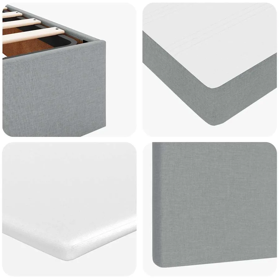 Lit ottoman avec matelas gris clair 100x200 cm tissu - 14