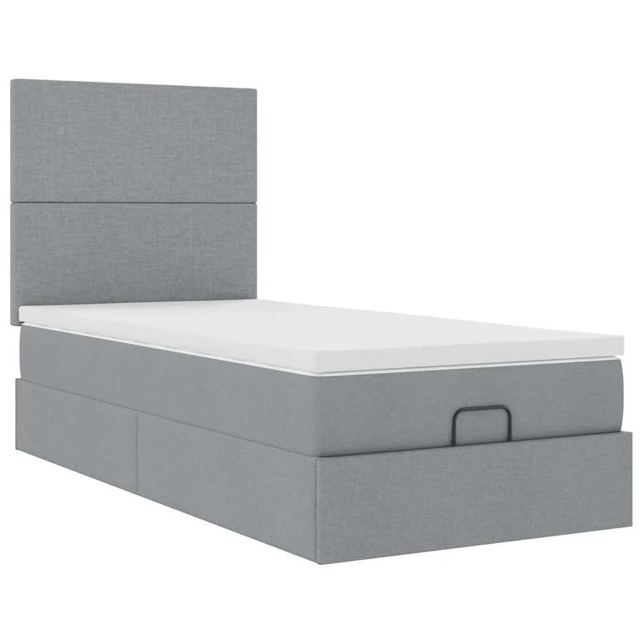 Lit ottoman avec matelas gris clair 100x200 cm tissu - 6