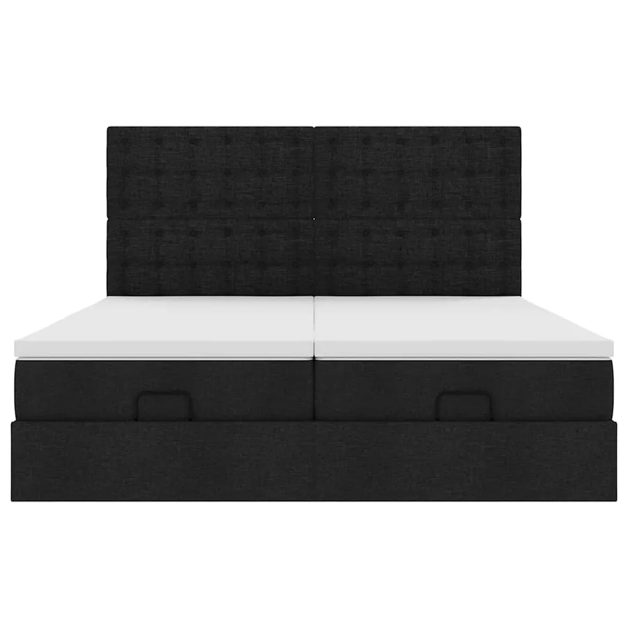Cadre de lit ottoman avec matelas noir 180x200cm tissu - 8