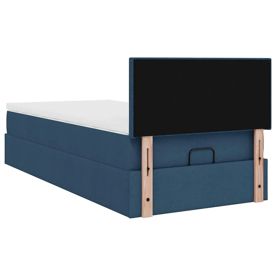 Lit ottoman avec matelas bleu 90x200 cm tissu - 11