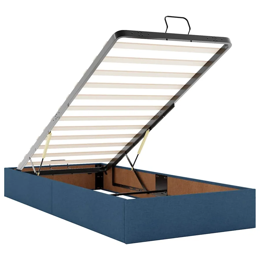Lit ottoman avec matelas bleu 90x200 cm tissu - 12