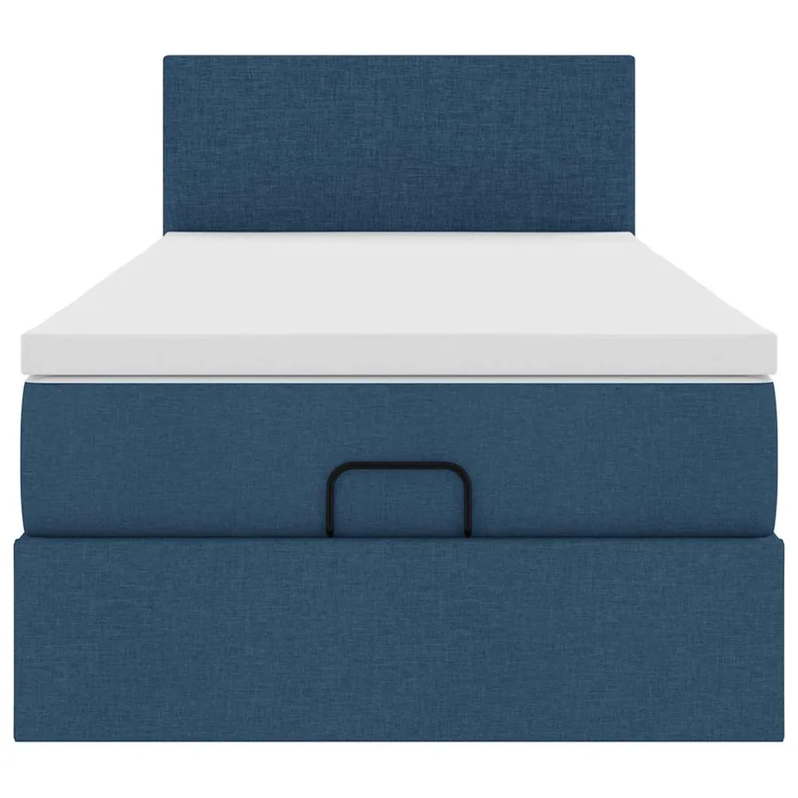 Lit ottoman avec matelas bleu 90x200 cm tissu - 7